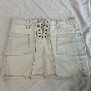 American Eagle Outfitters Lace-Up Khaki Mini Skirt